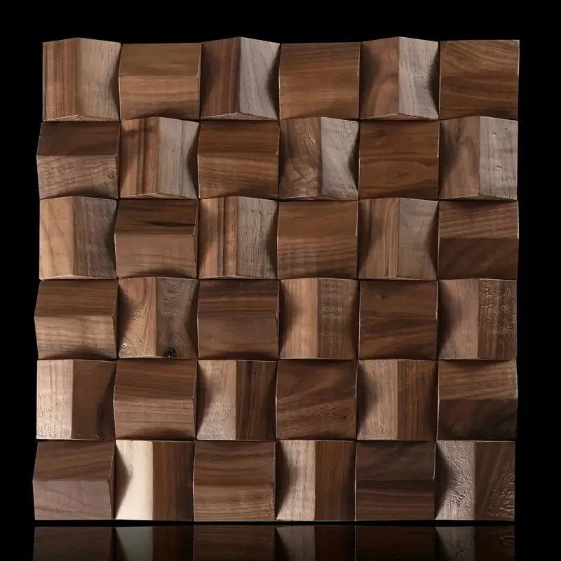 Solid Wood 3D Mosaic Panel Premium ✅(30 x 30 cm)