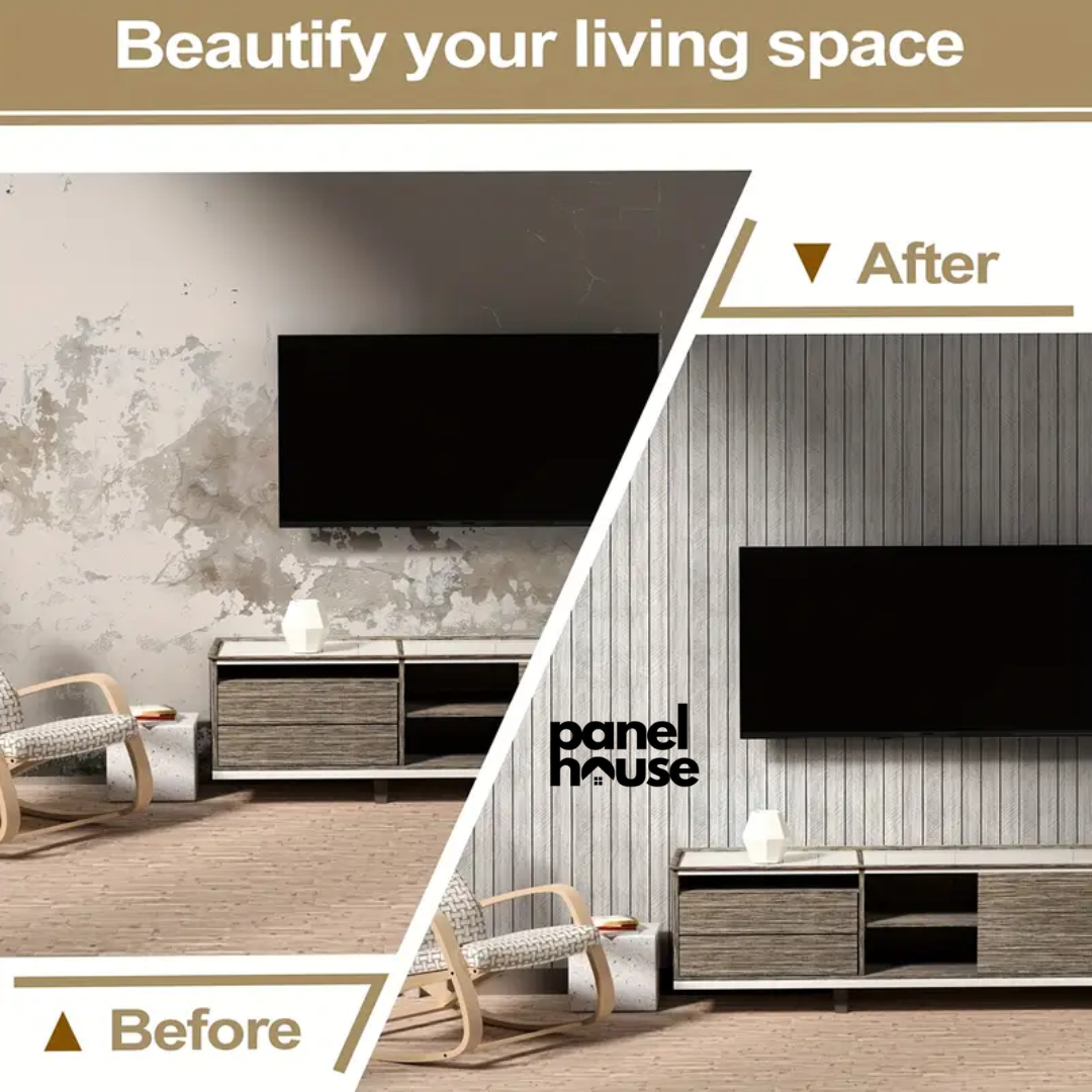 3D Wood Slat Wall Panels, Self-Adhesive, Removable, Waterproof Buy 1, Get 6 Premium Panels for Only £7! (30cm x 60cm)