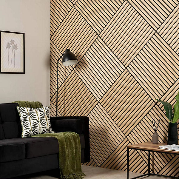 Pack of 4 Square Wood Acoustic Wall Panels 600mm x 600mm With 1x Free Adhesive