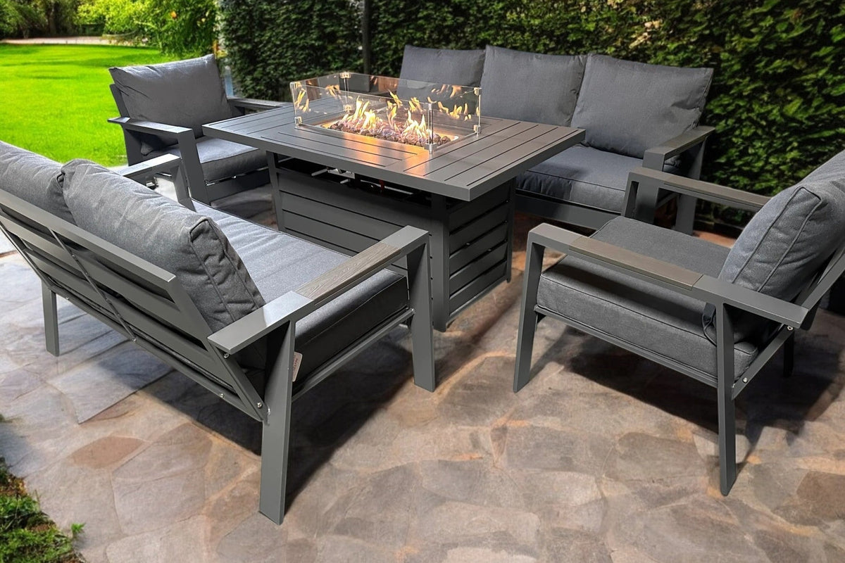 The Oxford Luxury 3+2+1+1 Garden Set With Fire Pit Table