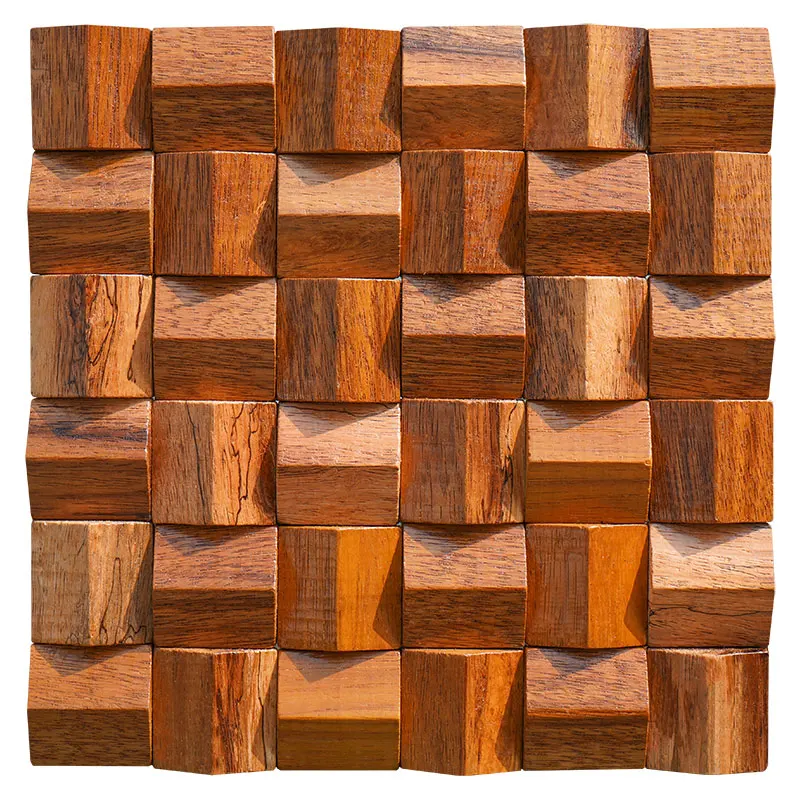 Solid Wood 3D Mosaic Panel Premium ✅(30 x 30 cm)