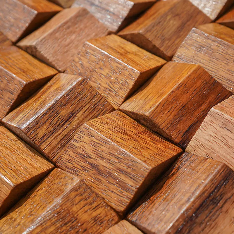Solid Wood 3D Mosaic Panel Premium ✅(30 x 30 cm)
