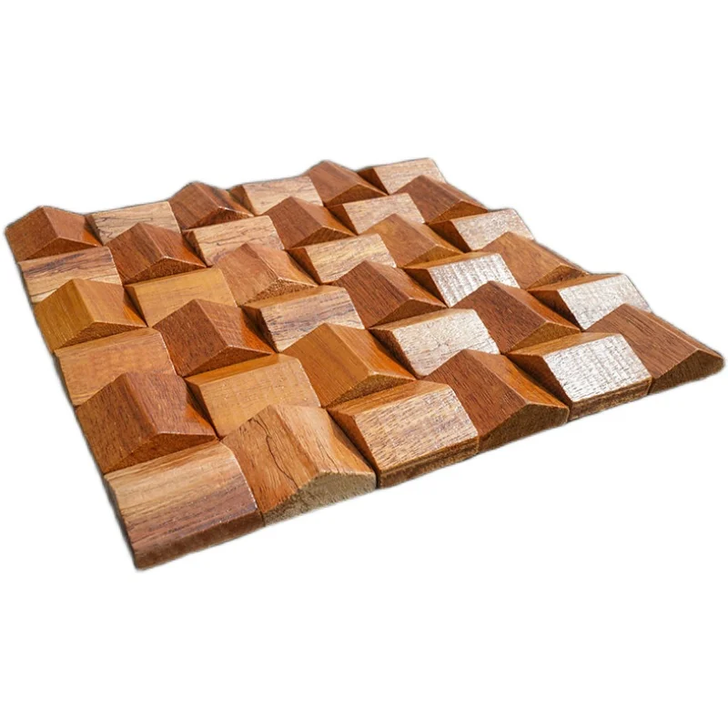 Solid Wood 3D Mosaic Panel Premium ✅(30 x 30 cm)