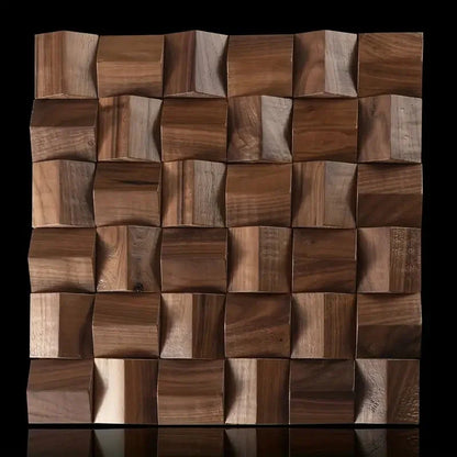 Solid Wood 3D Mosaic Panel Premium ✅(30 x 30 cm)