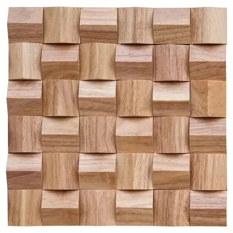 Solid Wood 3D Mosaic Panel Premium ✅(30 x 30 cm)
