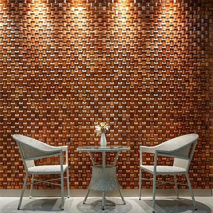 Solid Wood 3D Mosaic Panel Premium ✅(30 x 30 cm)