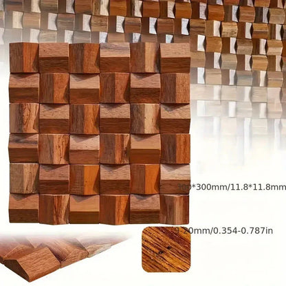 Solid Wood 3D Mosaic Panel Premium ✅(30 x 30 cm)