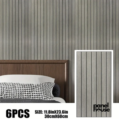3D Wood Slat Wall Panels, Self-Adhesive, Removable, Waterproof Buy 1, Get 6 Premium Panels for Only £7! (30cm x 60cm)